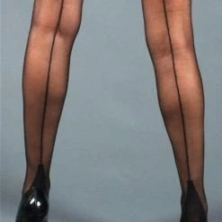 Pretty Polly - Nylons Gloss 10 Denier Backseam - M/L - Zwart - Naadpanty