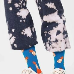 Happy Socks Sokken Met Print Pineapple Blauw Ananas - Maat 41-46 -Beenmode Winkel 550x806