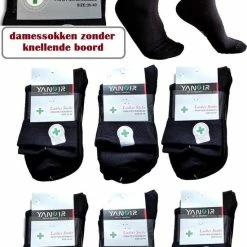 Yanoir Katoenen Sokken Zonder Elastiek Zwart 6 Paar Maat 35-40