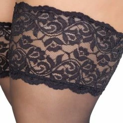 Annes Styling Annes Dunne Matte Hold Up Kousen Cecile 20 Denier Met Extra Brede 14 Cm Kanten Rand, Zwart Maat XL/XXL (5/6) -Beenmode Winkel 550x825 131