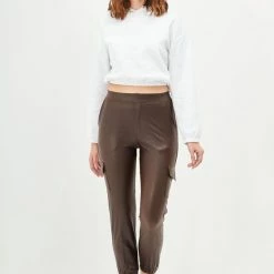 Merkloos Blueberry Leggings- Legging Dames - Broek Skinny - Broek Dames Strech - Legging Lederlook-Legging Meisje - Legging Dames Volwassenen - High-Waist Dames Hoge Taille - Leggings - Push-Up - Up-Fit - Bruin Legging -Beenmode Winkel 550x825 191