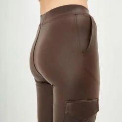 Merkloos Blueberry Leggings- Legging Dames - Broek Skinny - Broek Dames Strech - Legging Lederlook-Legging Meisje - Legging Dames Volwassenen - High-Waist Dames Hoge Taille - Leggings - Push-Up - Up-Fit - Bruin Legging -Beenmode Winkel 550x825 193