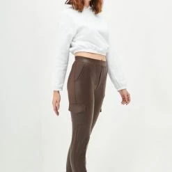 Merkloos Blueberry Leggings- Legging Dames - Broek Skinny - Broek Dames Strech - Legging Lederlook-Legging Meisje - Legging Dames Volwassenen - High-Waist Dames Hoge Taille - Leggings - Push-Up - Up-Fit - Bruin Legging -Beenmode Winkel 550x825 195