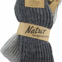 Merkloos 2 Paar Alpaca Sokken - Warme Wintersokken - Thermosokken - Huissokken - Unisex - Maat 43-46 - Grijs - Medium