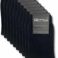 10 Paar Damessokken - SQOTTON - 100% Katoen - Naadloos - Zwart - Maat 39-42 -Beenmode Winkel 550x834